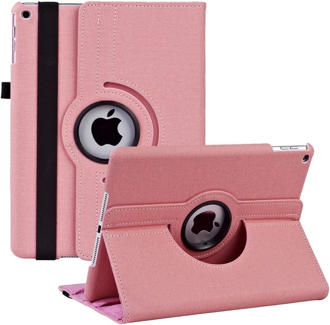 iPad Mini 1/2/3 Case 360 Degree Rotating Stand Case Cover with Auto Sleep/Wake Feature Smart Fashionable Denim Fabrics Cover for iPad Mini 3 case/ipad Mini 2 case/ipad Mini 1 case(Pink-NZ)