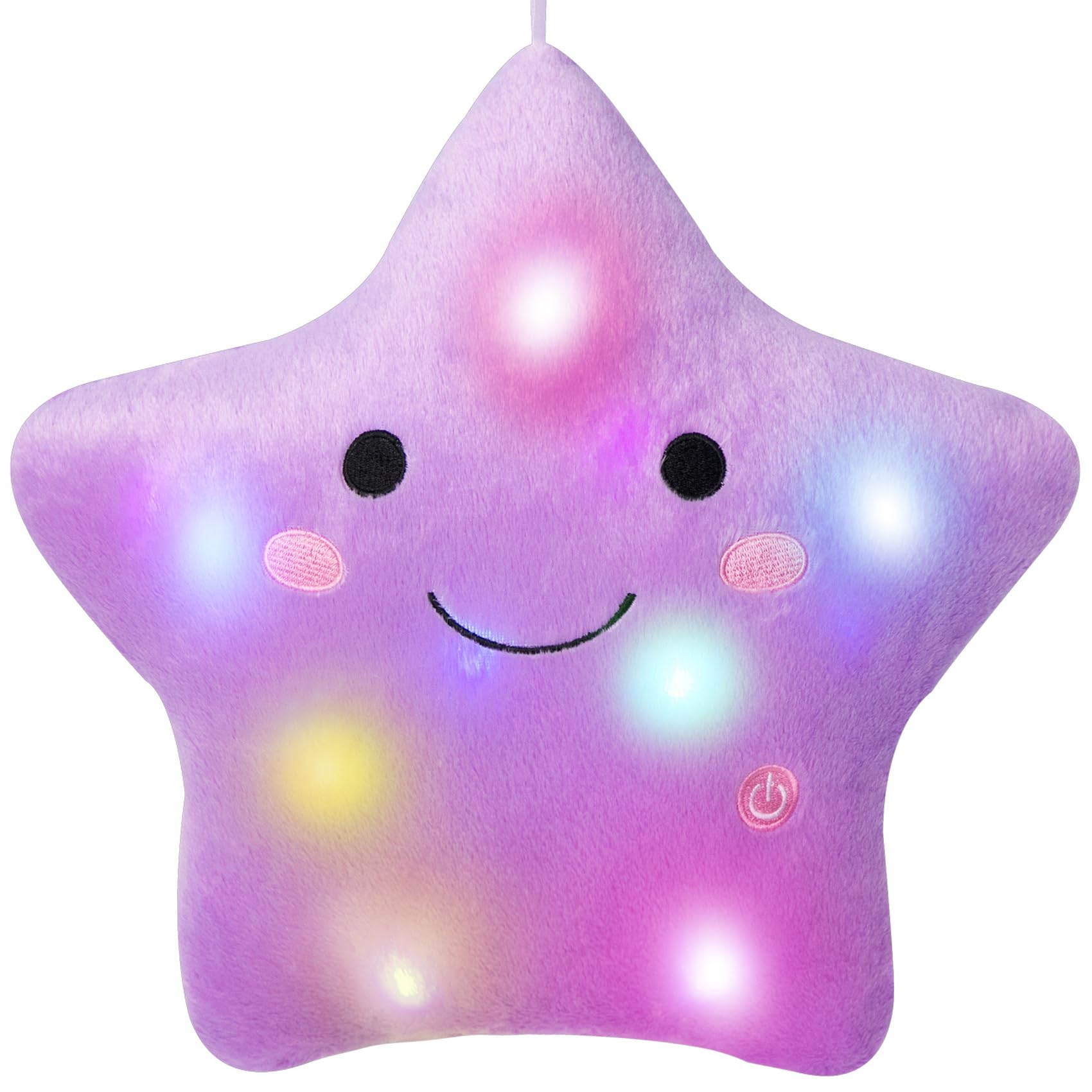 DearSun 13''Creative Twinkle Star Colorful Night Light Plush Pillows Light up Night Stuffed Toys Perfect for Birthday Christmas Holiday Valentines (