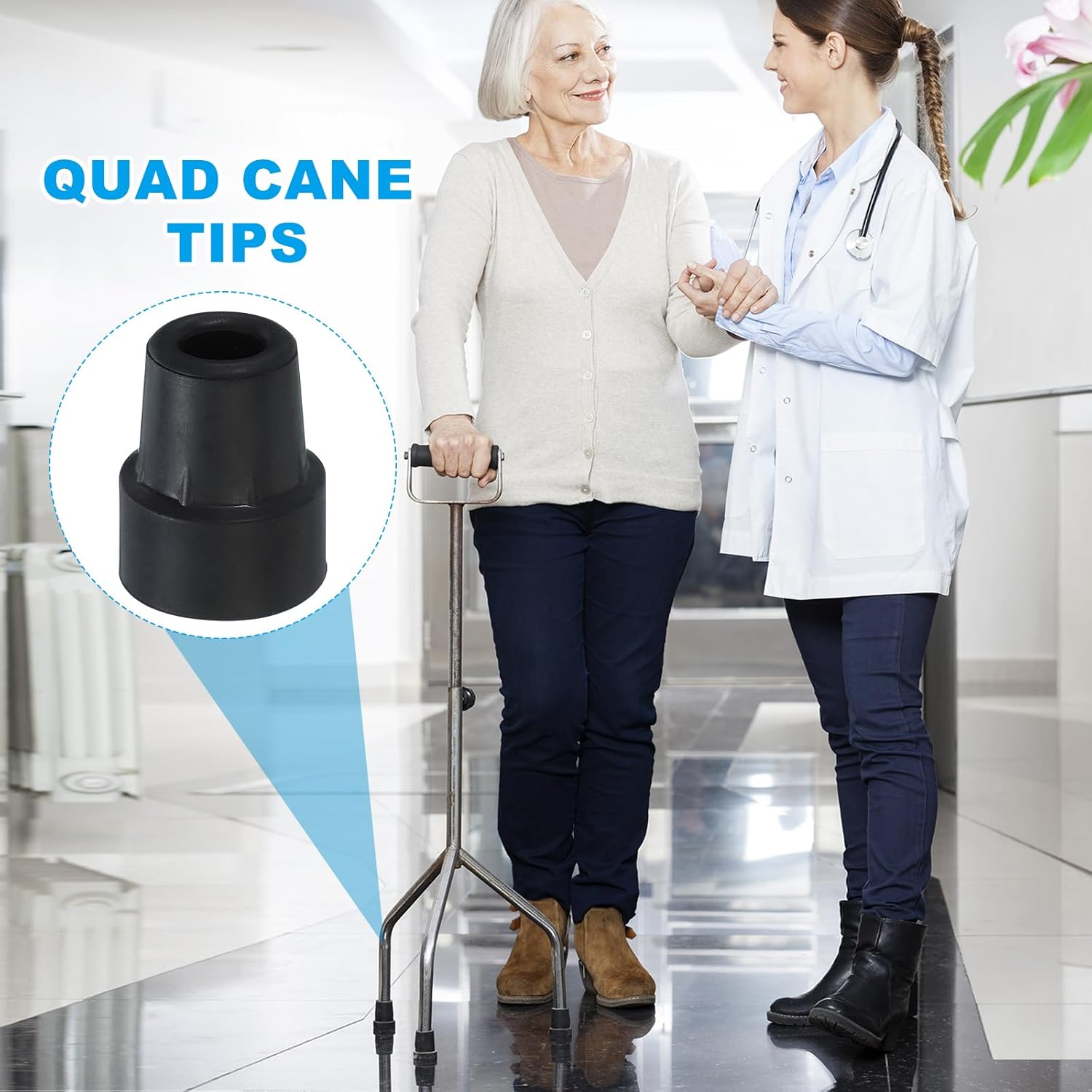 PATIKIL Quad Cane Tips, Walking Cane Accessories