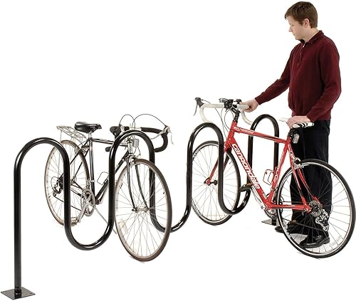 Miniatura 2 de Global Industrial Portabicicletas Wave, negro, montaje en brida, capacidad para 9 bicicletas