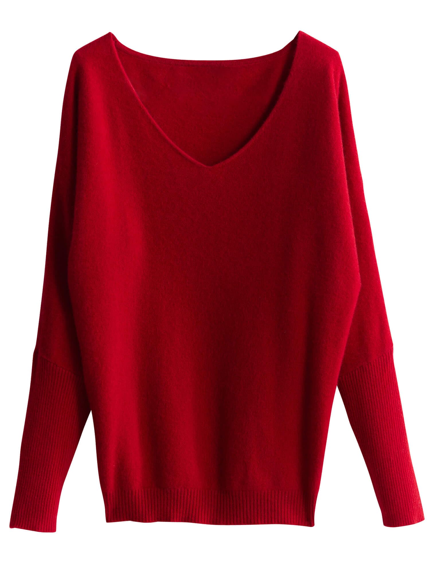 Chanyarn Donna Maglione 100% Lana Merino Autunno Inverno con Scollo a V Pipistrello Maniche Lunghe Oversize Maglione