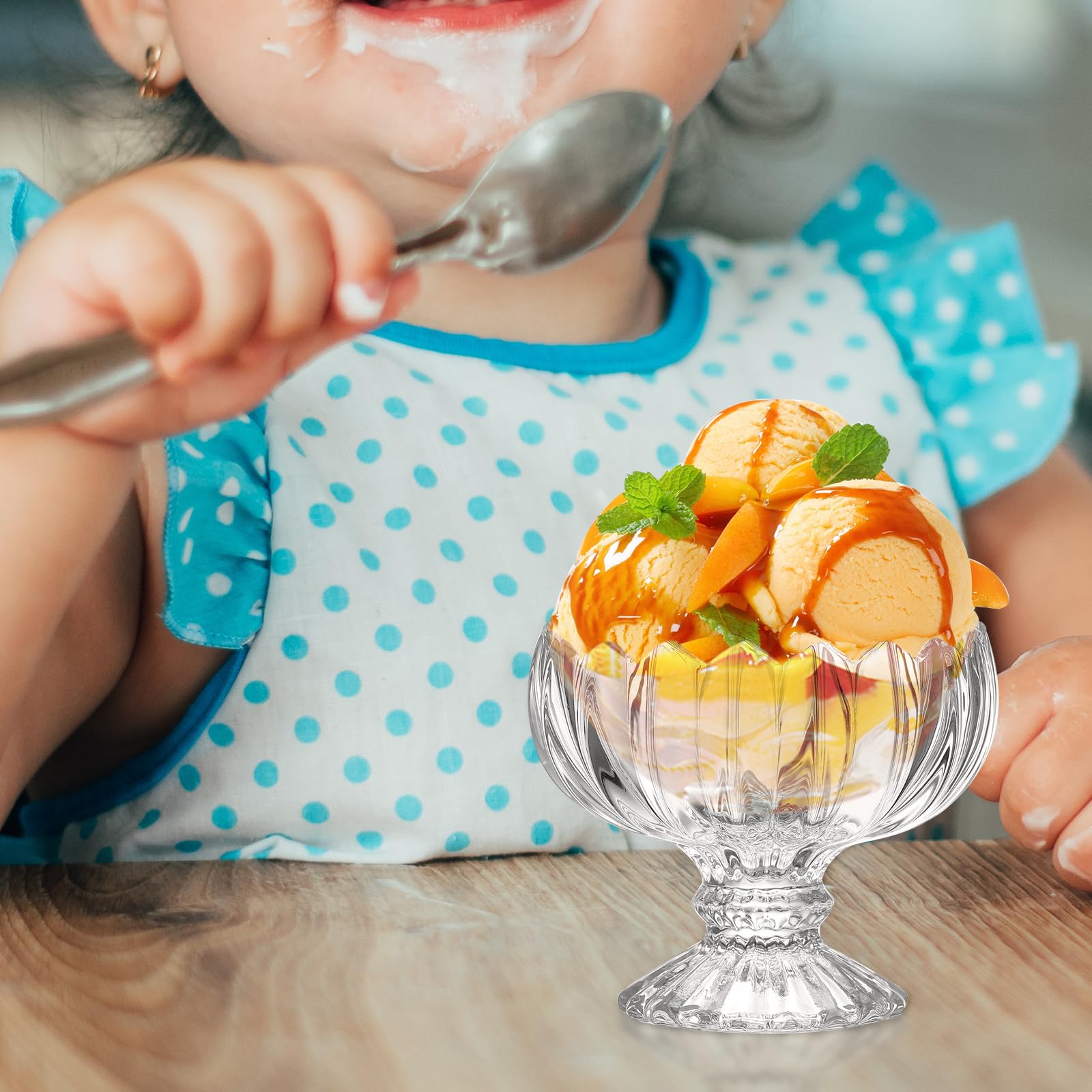 Mumufy Lot de 24 petits bols à dessert en verre transparent avec pieds de tulipe de 118 ml - Mini bols à crème glacée - Pour salade de fruits, cocktails, condiments, fêtes de vacances