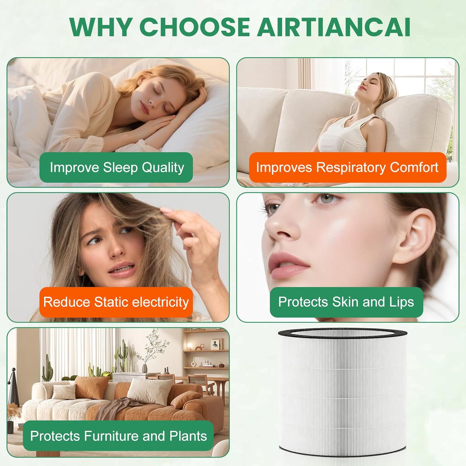 2-in-1 Pro Purify + Humidify Replacement Filter Compatible with Blueair 2-in-1 Pro Air Purifier & Humidifier, with 2* Humidify Replacement Filter for Large Rooms