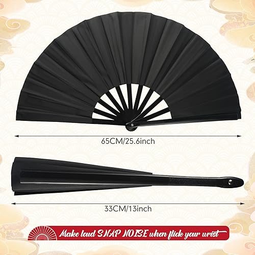Miniatura 2 de Yulejo Ventilador de mano grande plegable de 15 piezas, ventilador de mano chino, japonés, Kung Fu, ventilador de mano plegable para baile y