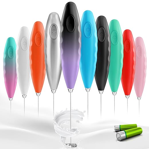 Milk Boss Milk Frother for Coffee Complete Set Coffee Gift With Upgraded Ultra Stand - Handheld Foam Maker - Whisk Drink Mixer for Coffee, Mini Hand Blender - Frother, Stencils & Frothing Pitcher