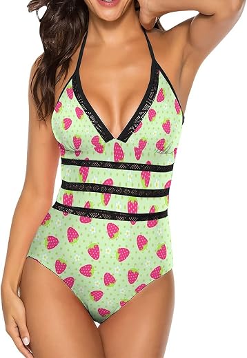 Cartoon Pictures Women's One-Piece Swimsuit Triangle Bathing Swimsuit Beach Party
