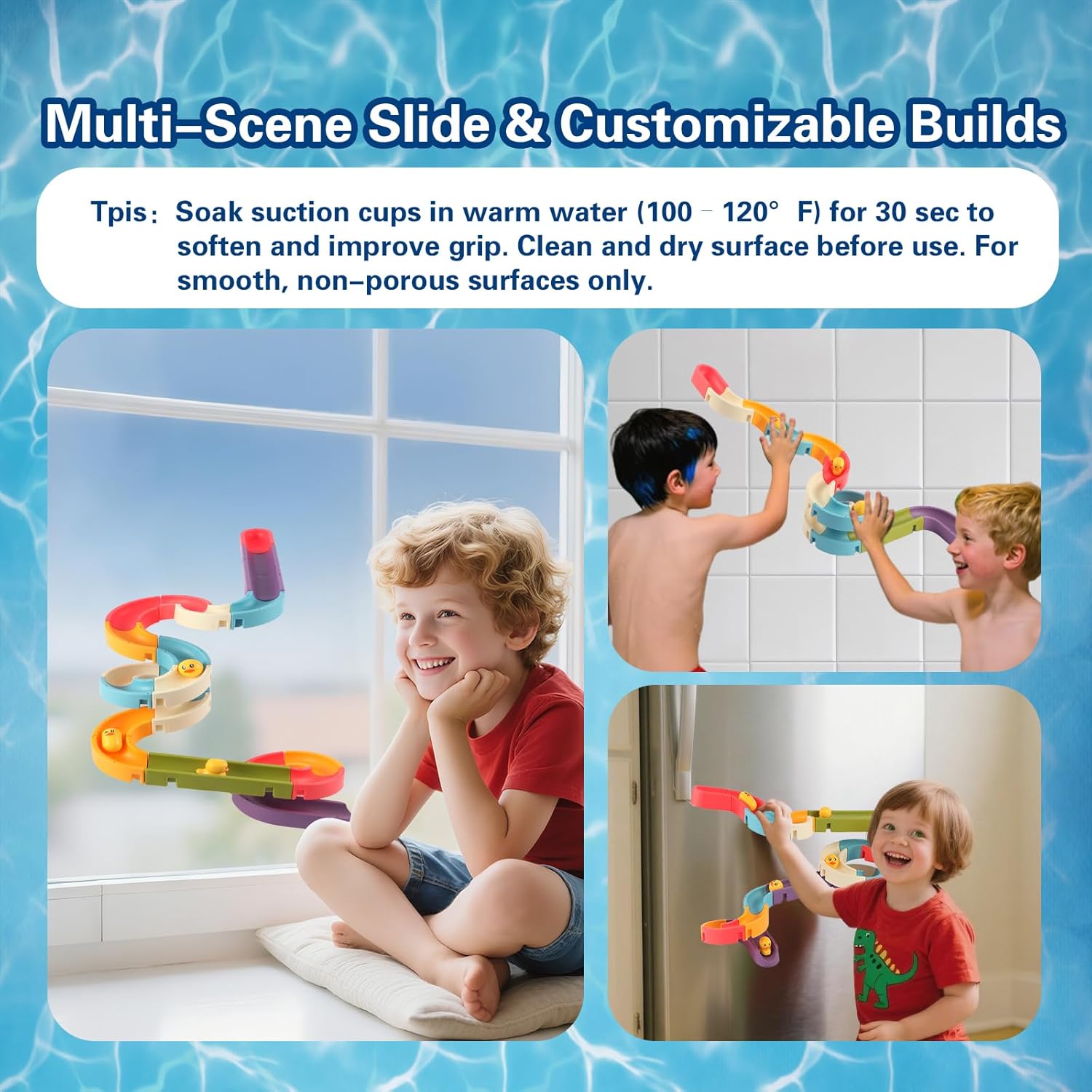 Duck Slide Bath Toys for Kids Ages 4-8, Bathtub Toys DIY Wall Track Building Kit for Toddlers 2-4 3-5, Fun Shower Toys Bathtub Time Birthday Gift for 3+ Years Old Boys and Girls（34PCS）
