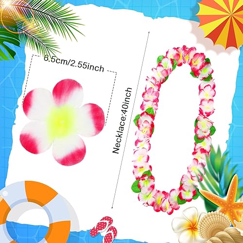 Miniatura 9 de 24 unidades de collar hawaiano Leis de flores tropicales Lei floral Luau decoraciones de fiesta collar de flores hawaianas collares Luau collares de