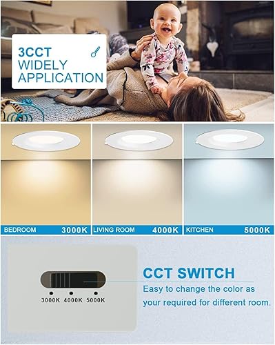 Miniatura 6 de Paquete de 12 luces LED empotrables de 6 pulgadas, CRI90, 3CCT, 3000 K4000 K5000 K, luces LED regulables, lámparas resecadas, lámpara descendente