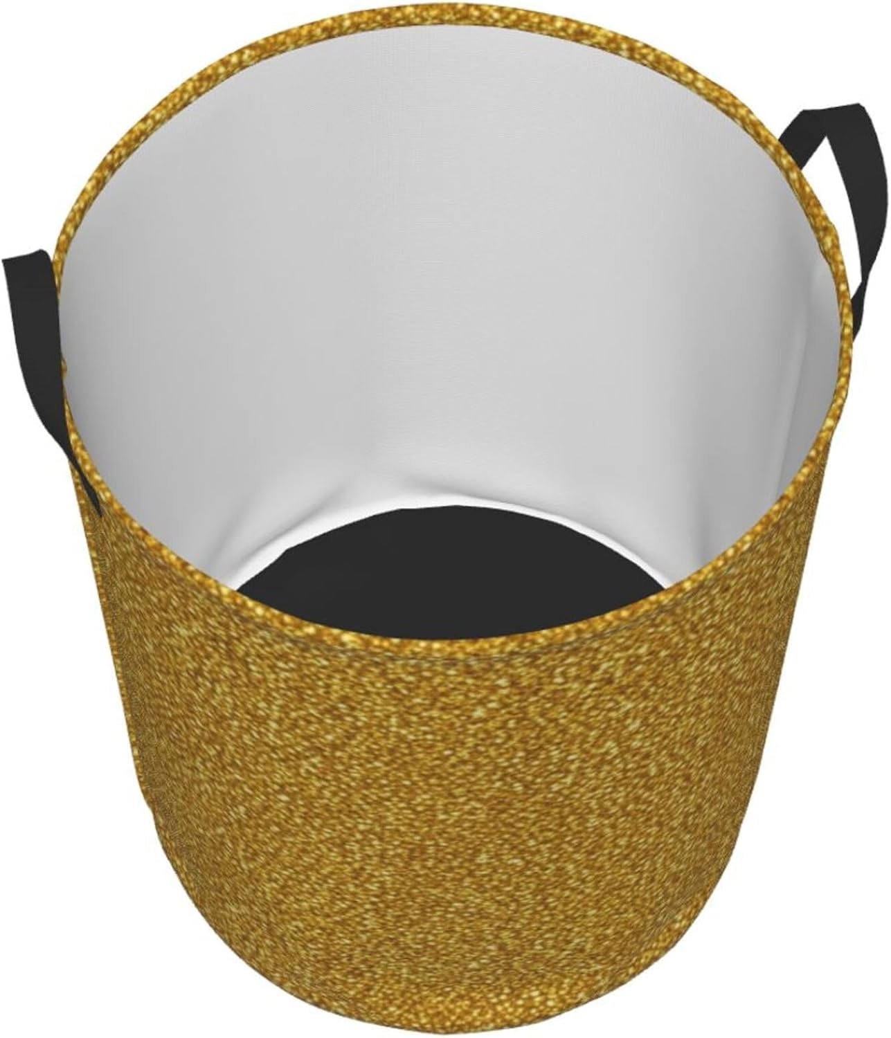 Fashion Collapsible Laundry Basket Compatible With Beautiful Gold Bling Glitter Sparkles Pattern, Waterproof Fabric Folding Washing Bin Clothes Hamper Easy Carrying for Bathroom Nursery