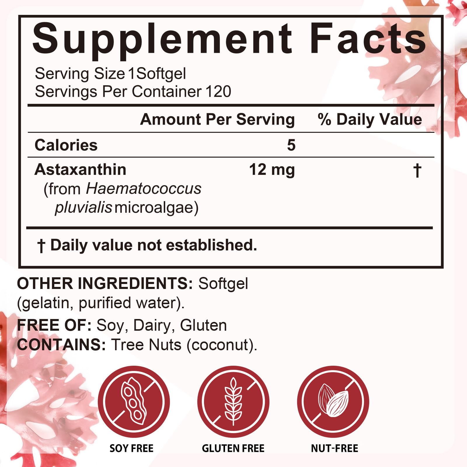 Xaarty 2Pack Premium Astaxanthin 12mg, Antioxidant Supplement for Eye, Joint, Skin Health,Microalgae Source, 8 Month Supply | Supports Internal Circulation, 240 Softgels — Amazon image 6