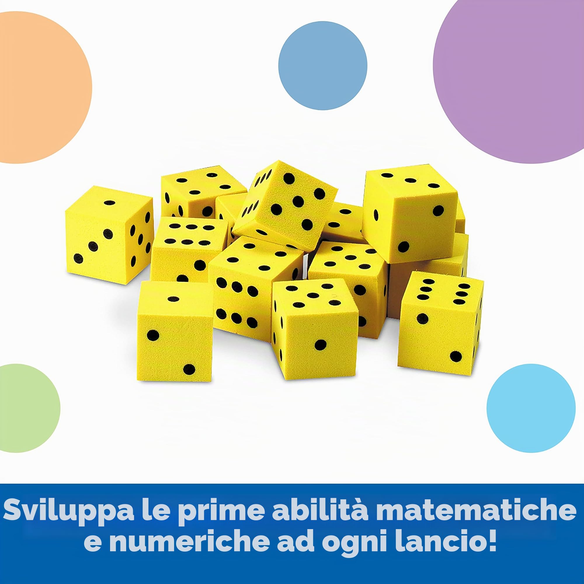 Learning Resources Dadi con Puntini in Schiuma Morbida – Set da 200 per Bambini 3+, Dadi Educativi Silenziosi per Giochi Matematici e attività in Classe