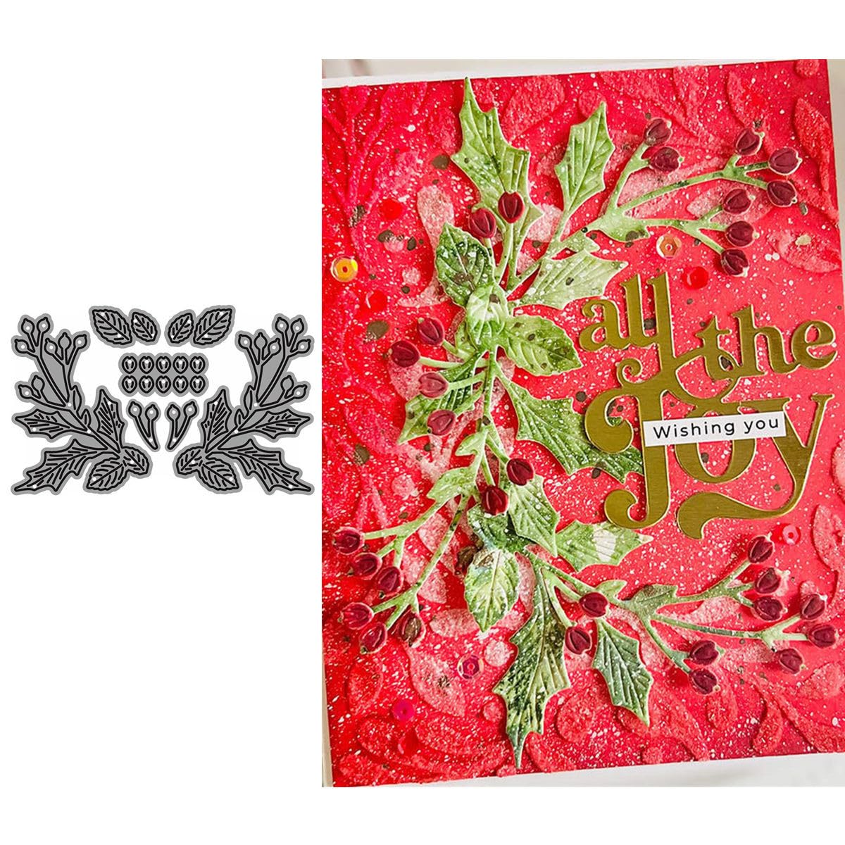 Holly Branches Plant Metal Die Cuts for Card Making
