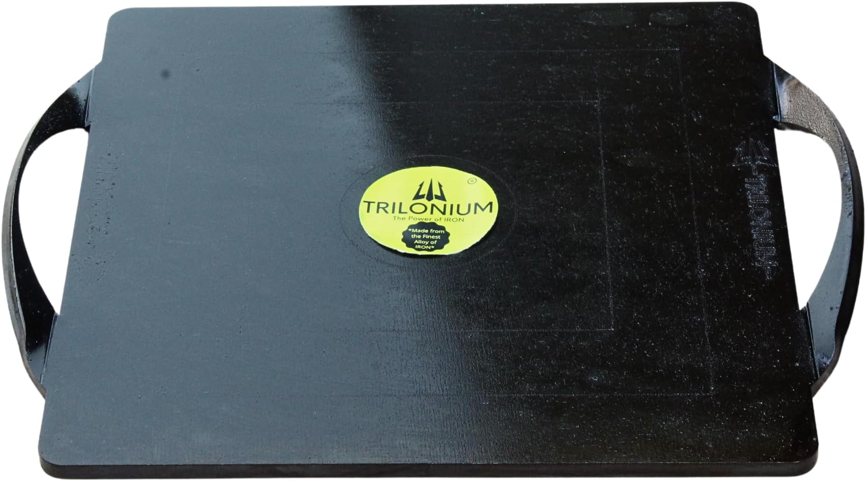TRILONIUM Triple-Seasoned Iron Boulder Square Griddle pathri Tawa 30 x 30 cms, Ultra Smooth, Weights 5.8 Kgs