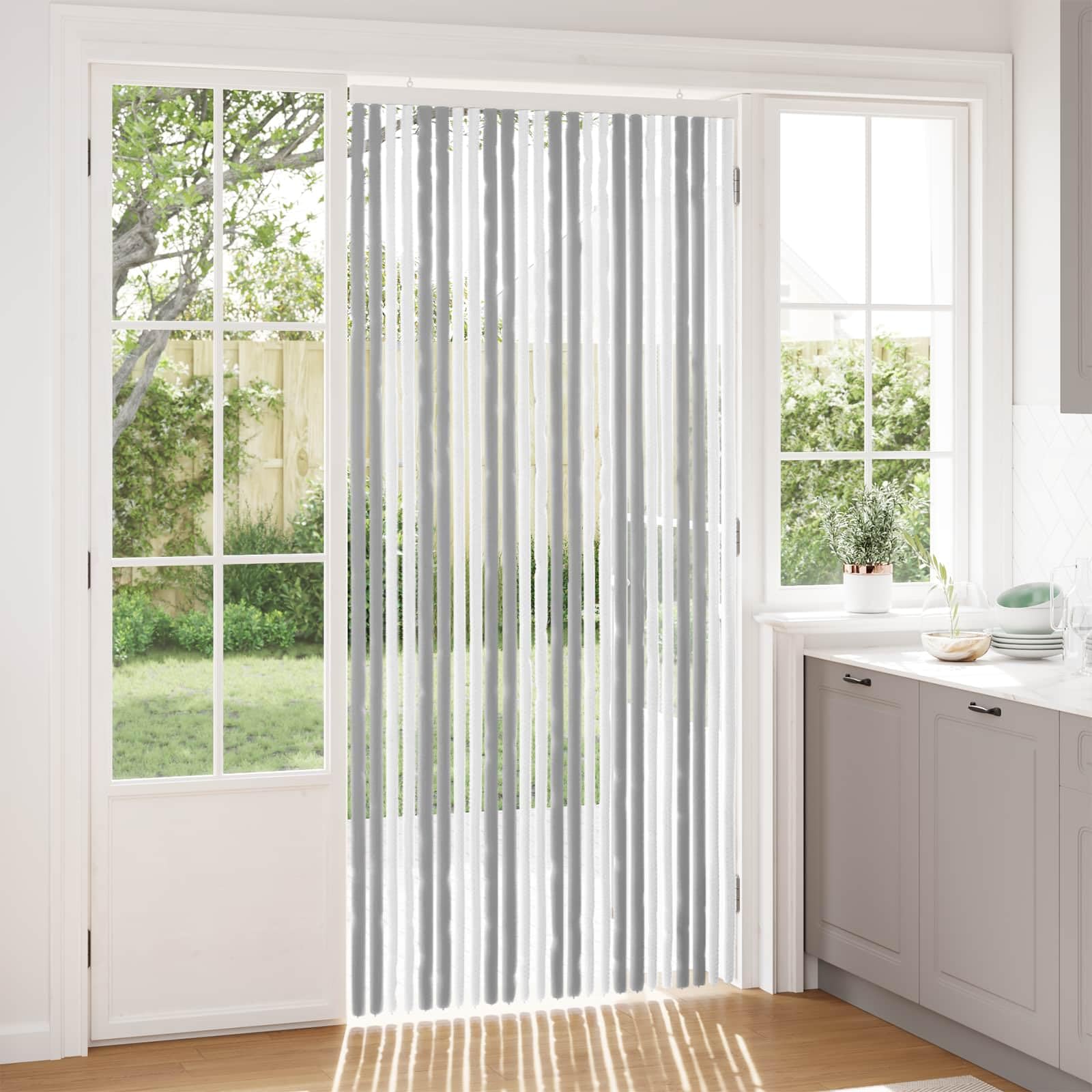 Zanzariera in ciniglia, 100 x 220 cm, per porte, finestre, balconi, terrazze, con chiusura automatica, ingresso dell'aria
