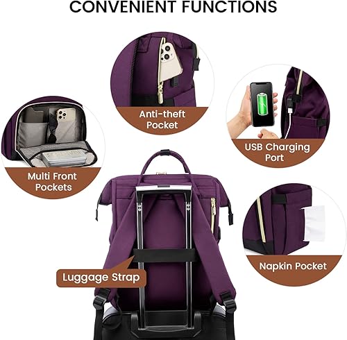 Miniatura 4 de LOVEVOOK Mochila para computadora portátil para mujer, mochila grande de 17 pulgadas, mochila para computadora, mochila para enfermeras, profesores,