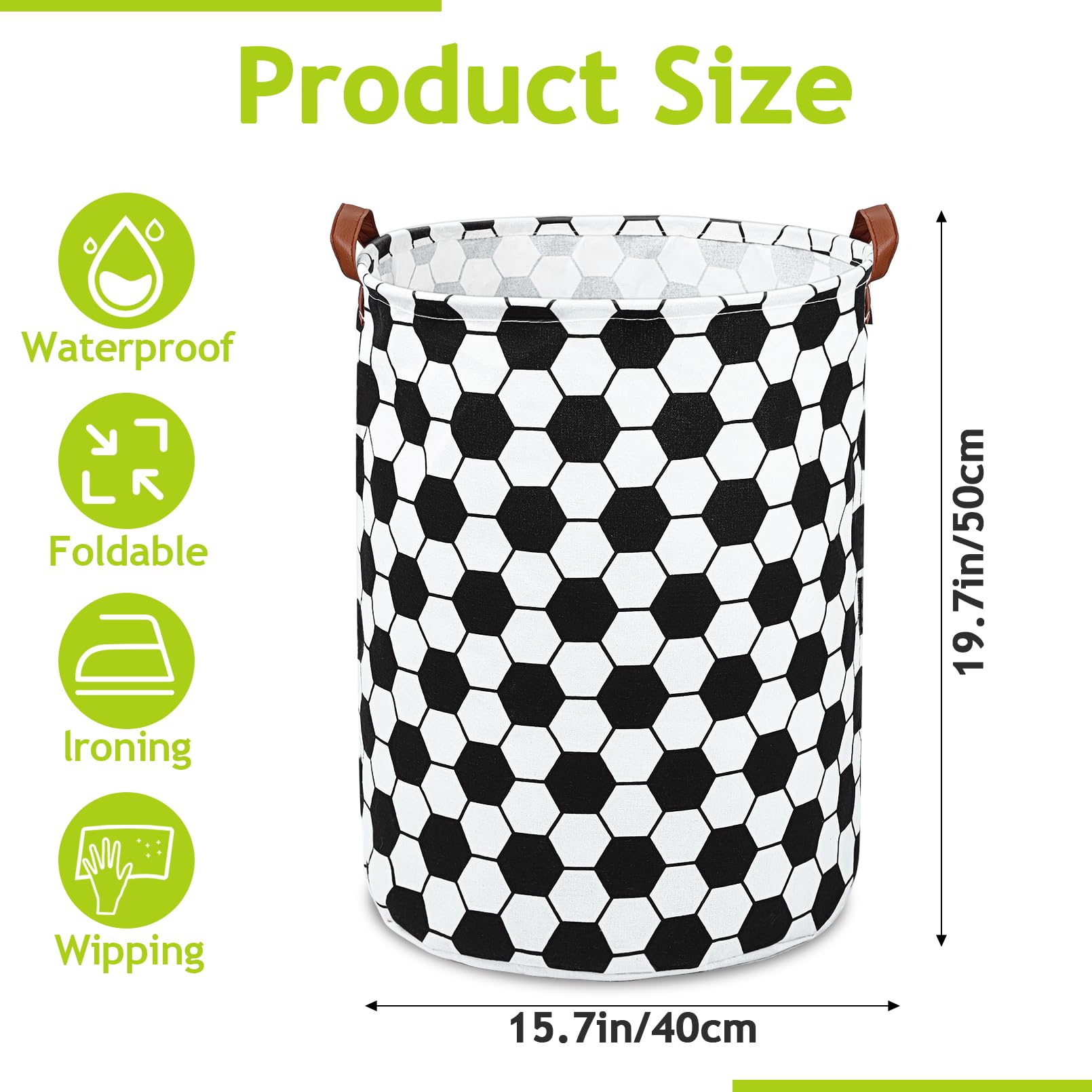 Incisite Laundry Hamper, Round Laundry Basket, Large Canvas Fabric Lightweight Storage Basket - Image 2