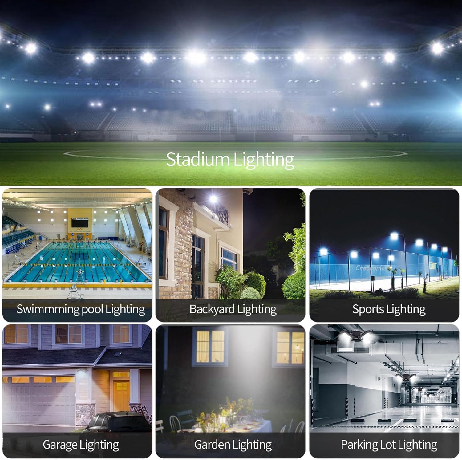 Foco LED De 50 W For Exteriores, Superbrillante, 5000 Lm, 72 Luces De Seguridad, Luz De Día Blanca De 6500 K, IP65, De Trabajo Impermeable, For Garaje, Jardín, Patio, Campo Deportivo(6pcs,400W)