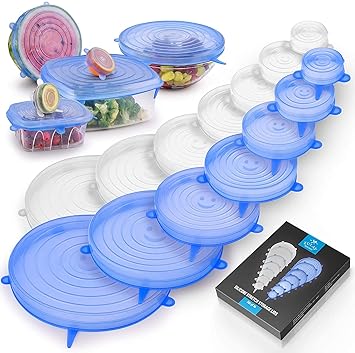 Silicone Lid Set, Silicon Lids for containers, Silicon Stretchable Lids, Silicone Lids and Cover -6 pc Multicolor