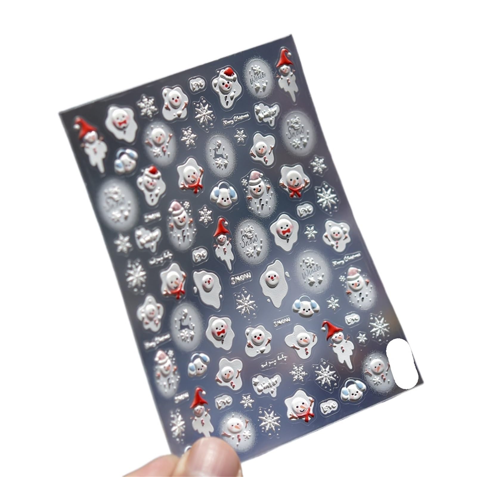 3pc 5D Embossed Nail Art Stickers - Melt Snowman Adhesive Decals for Festive Manicure(Beige)