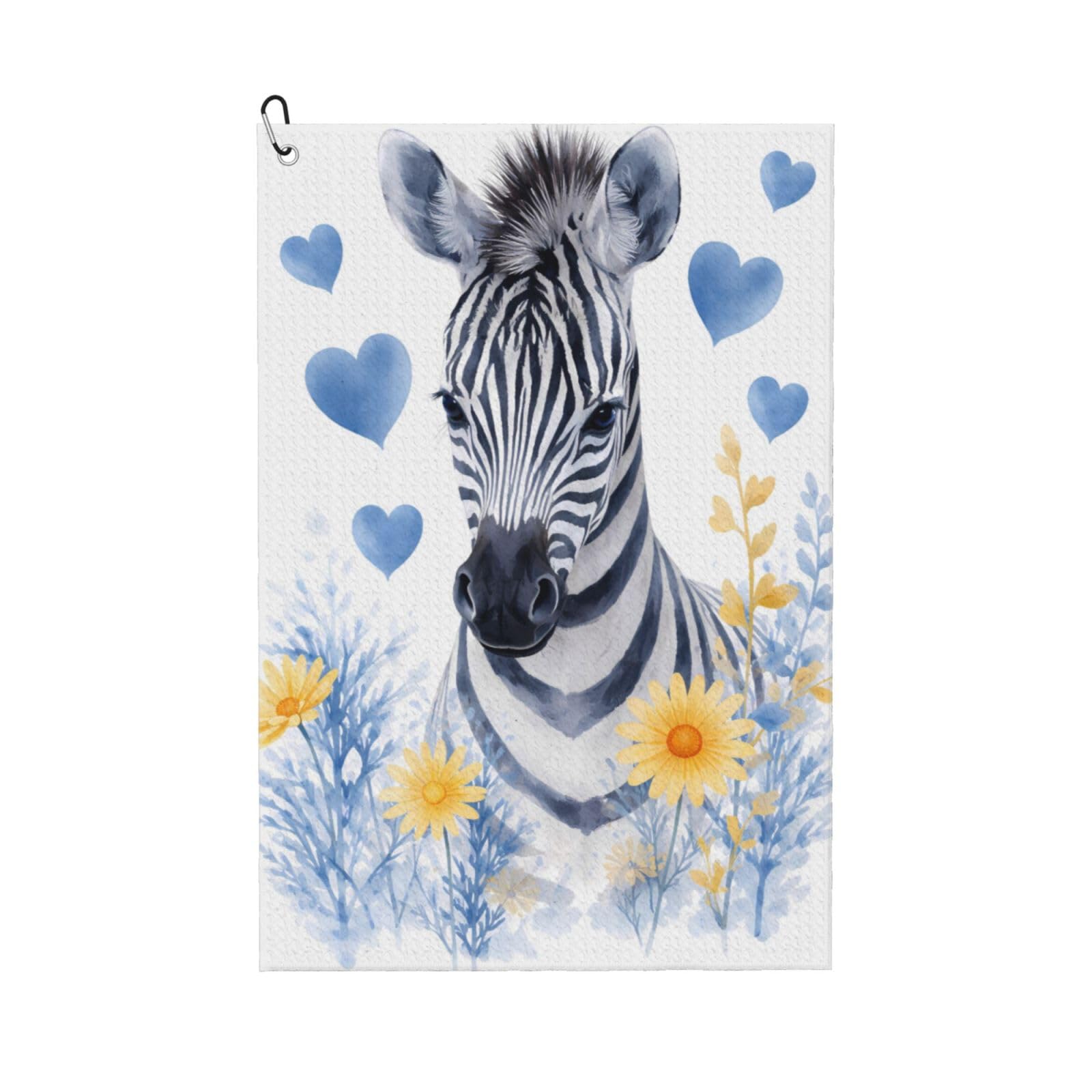 Oudrspo Dreamy Watercolor Zebra & Flowers Multi-Functional Golf Towel | Absorbent Quick Drying 16x24in