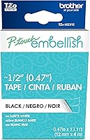 Vista 56 de Brother P-touch Embellish Cinta de impresión negra sobre encaje plateado con patrón TZEMPSL31 – ~1.3 cm de ancho x 4 m de largo para usar