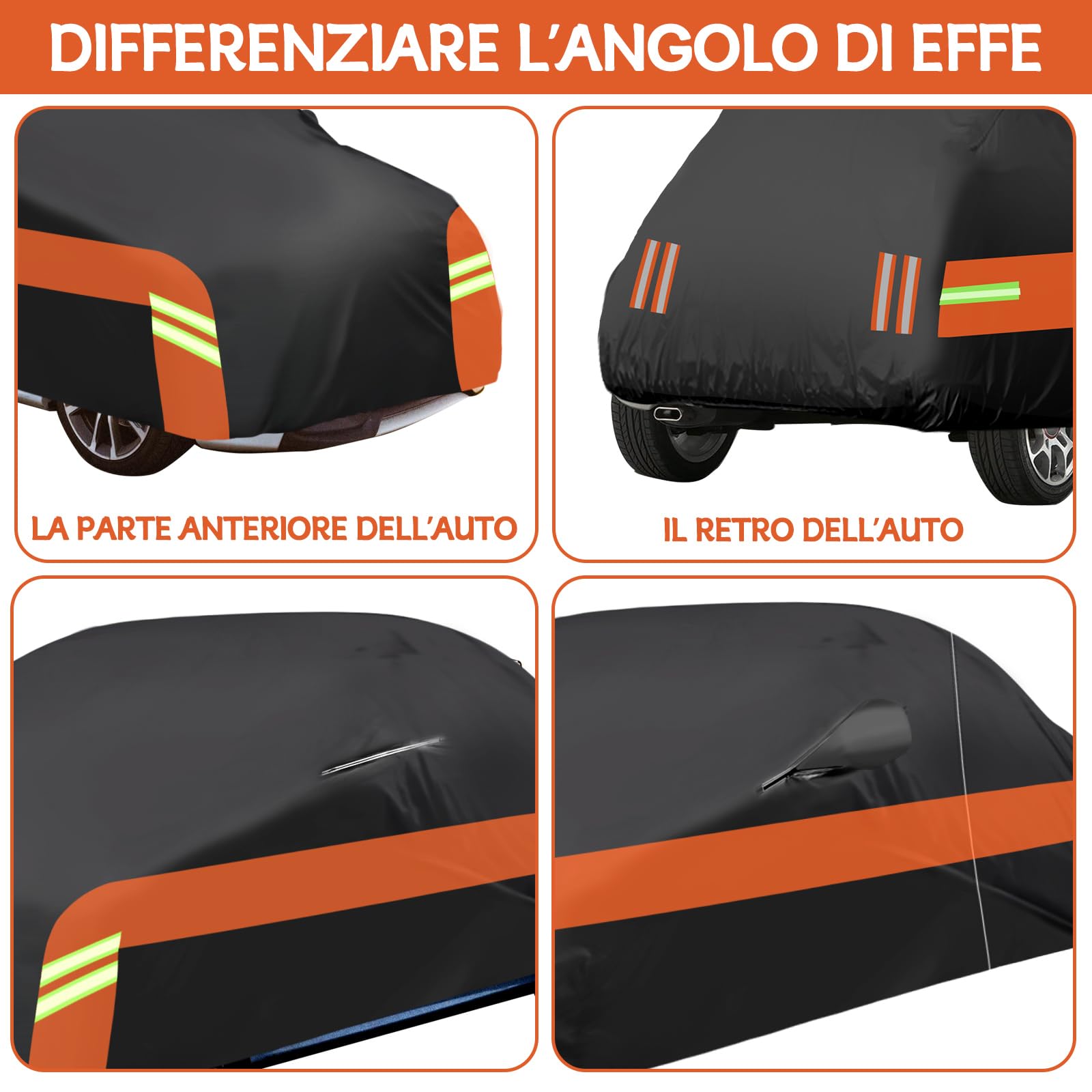 Telo Copriauto, Kayme Copertura per Auto Impermeabile, Compatibile con 2015-2024 Fiat Tipo Sedan, Anti UV Anti Vento Antipolvere a 6 Strati con Cerniera e in Cotone.(Consegna in 3-7 giorni