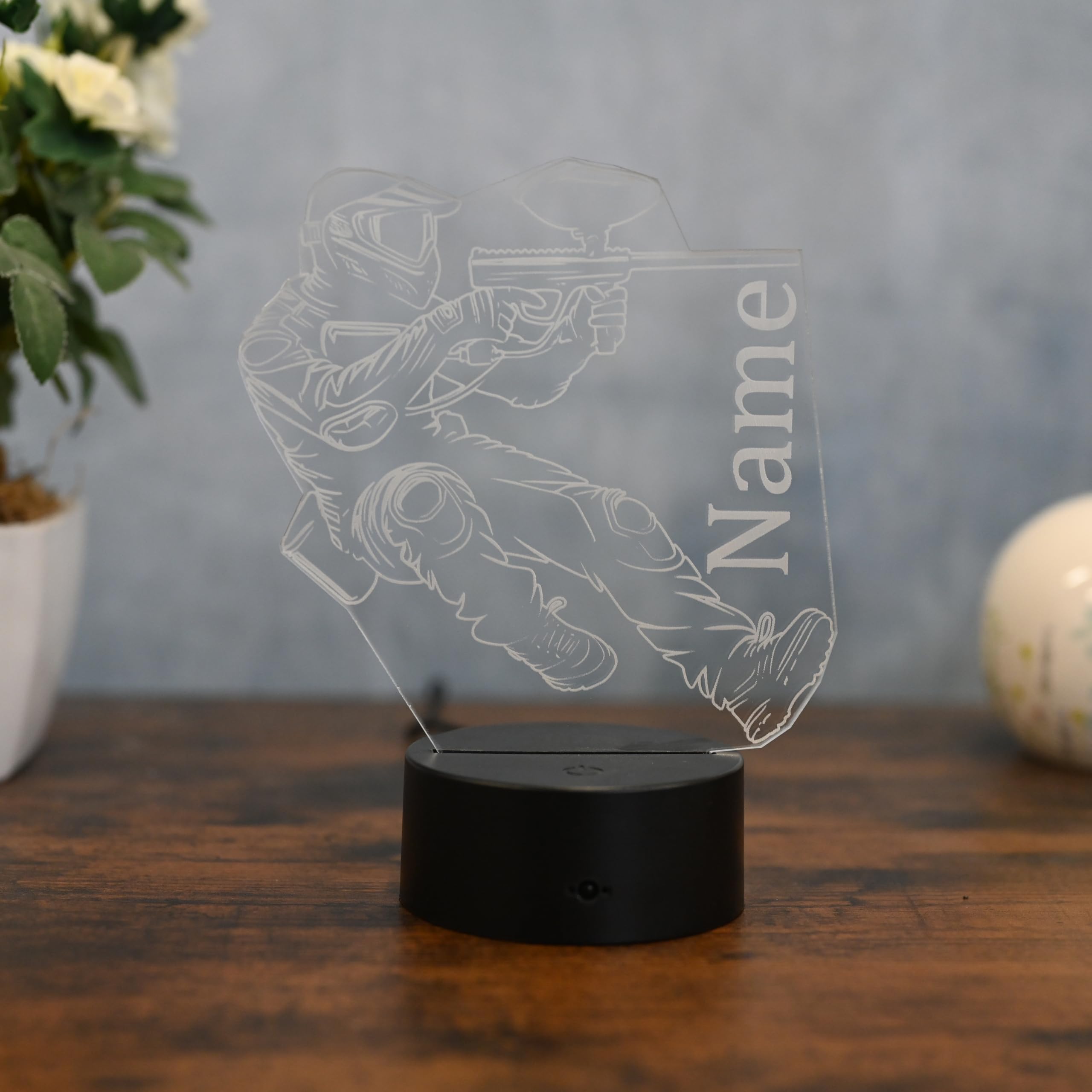 Paintball Lampe – LED Licht für Paintball Spieler – Personalisiertes Geschenk – Paintball Team Logo und Grafik – Paintball Deko und Motiv