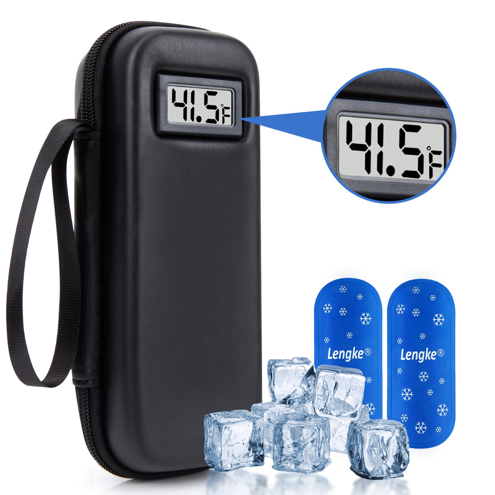 Insulin Cooler Travel Case with Temperature Display, Tsa Approved, Refrigerated Medicine Travel Case with 2 Ice Packs, Insulin Pen & Other Diabetic Supplies Organizer for Trip and Daily