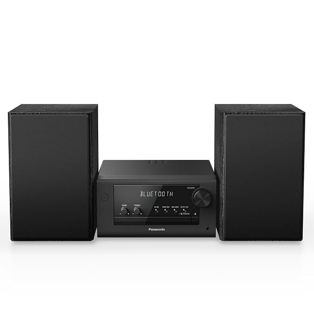 Panasonic Compact Stereo System with CD Player Bluetooth FM Radio and USB with Bass and Treble Control 80W