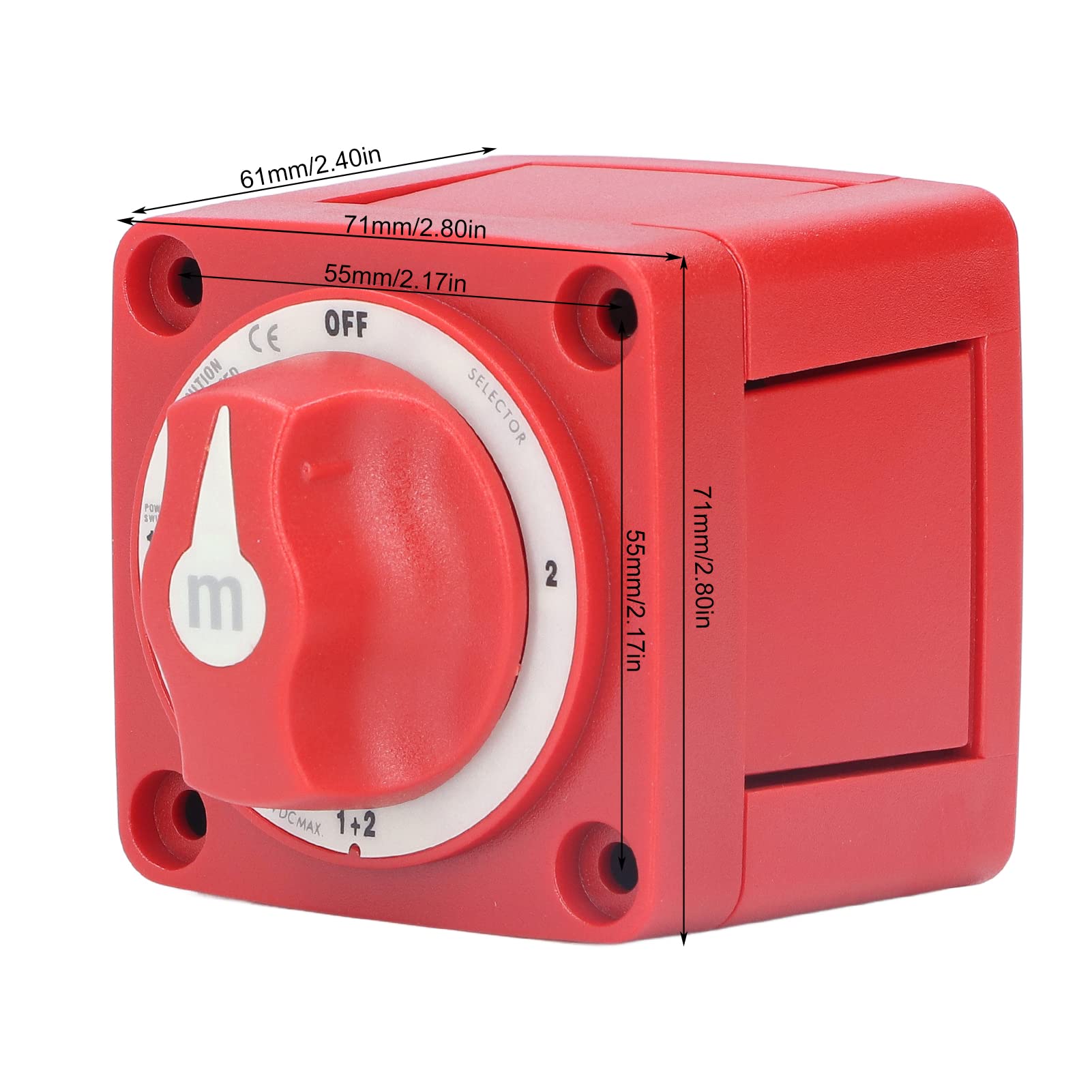 300A Battery Switch Battery Disconnect Switch 360° Rotating 4 Position OFF-1-2- (1+2) IP66 for Yachts RVs Modified Cars