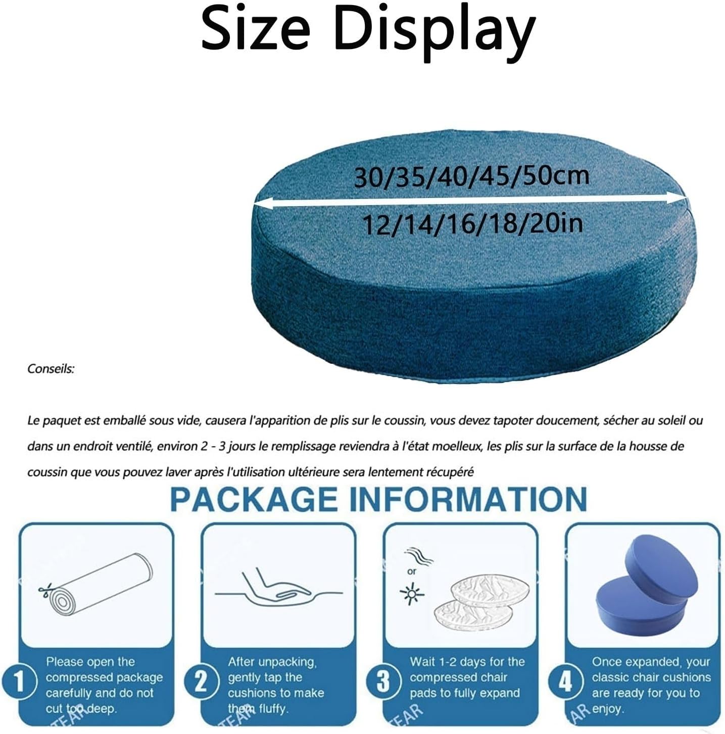 Meditation Cushion Round 30-200cm, Thicken 5/8cm Circular Chair/Seat Cushions Tatami, Yoga Pillow for Living Room Balcony Office Outdoor Garden(8,D100xH5cm/D39xH2in)