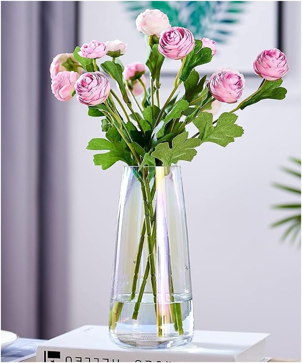 SPHINX Decorative Glass Vase for Flowers Plants Home Decor Office Living Table Decorations, Vases for Home Decor, Luster Glass Vase,Modern - (Iridescent, Approx 9 Inches Height)