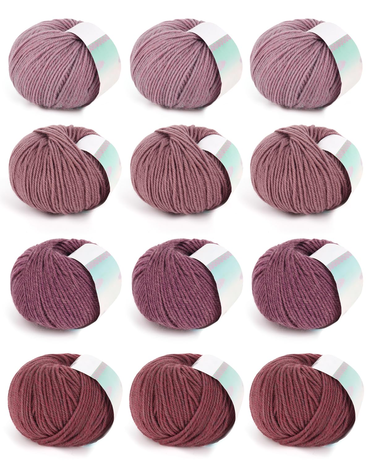 Coopay 600g (12x50g) Wolle zum Stricken, Merinowolle zum Stricken aus 98% Merinowolle und 2% Baumwolle, Superweich Wolle zum Häkeln, Häkelgarn für Kleidung, Schals, Decken, Tücher