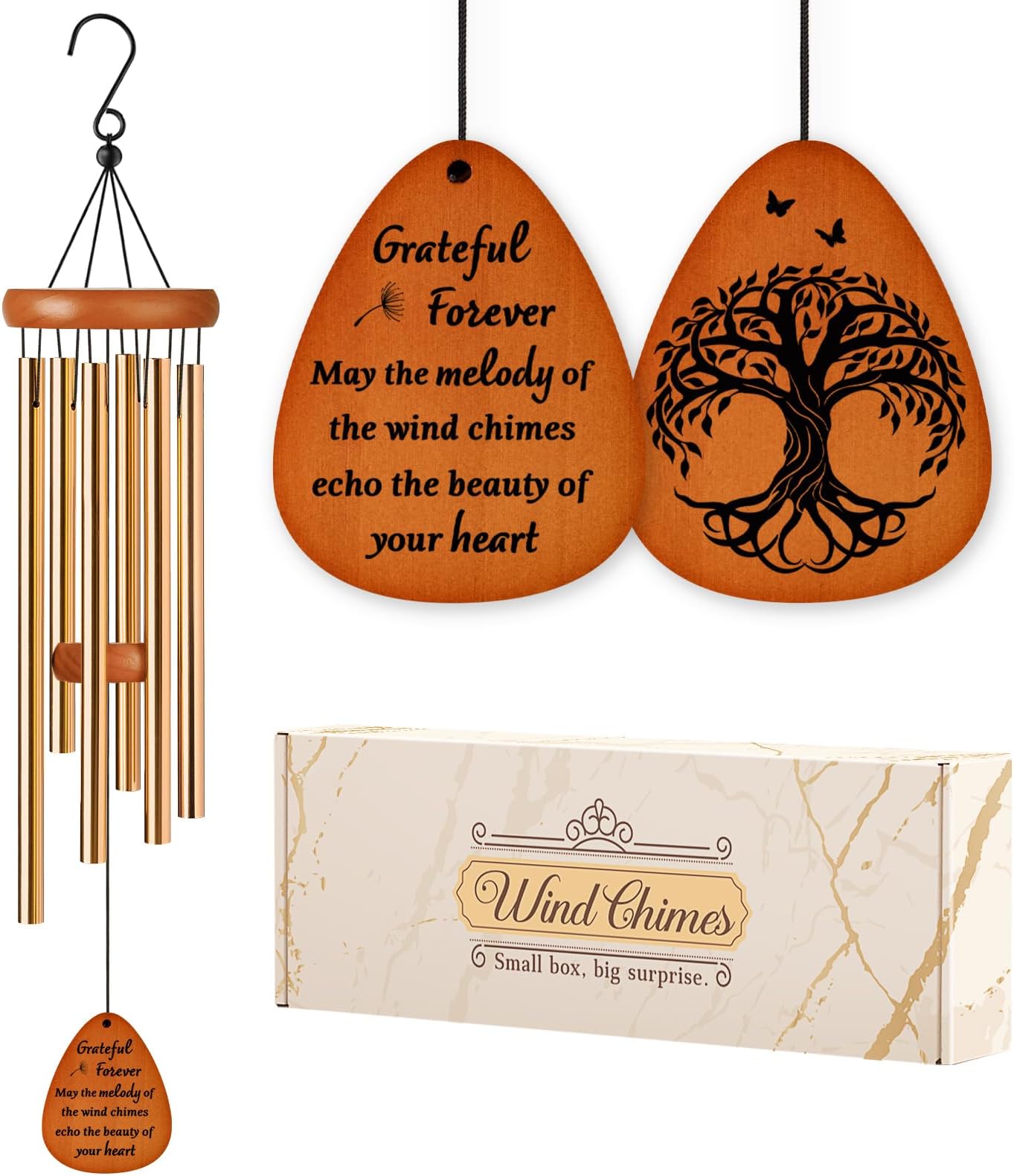 โ Thank You Gifts, Forever Grateful Wind Chime, Thank You Gifts for Women, Friends, Family, Teachers, Coworkers, Employee Appreciation Gift