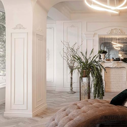 Miniatura 3 de Ekena Millwork PML08X08OX Oxford Esquina (Partes Moldeado PML02X00OX) Panel Moldura, 8 12"W x 8 12"H, Imprimado