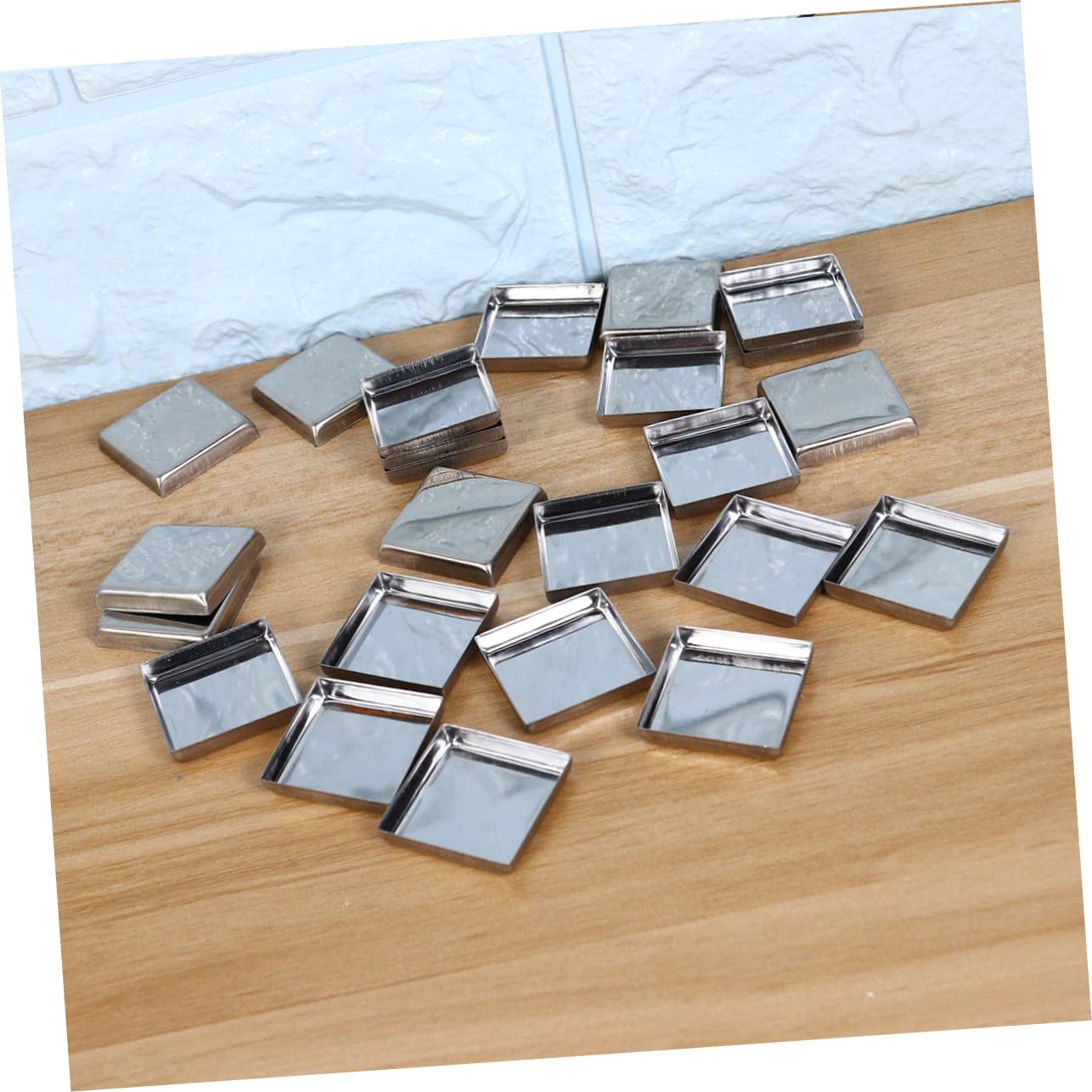 IWOWHERO 60pcs Empty Square Makeup Pans for Diy Eyeshadow Blusher Powder Stainless Steel for Diy Projects