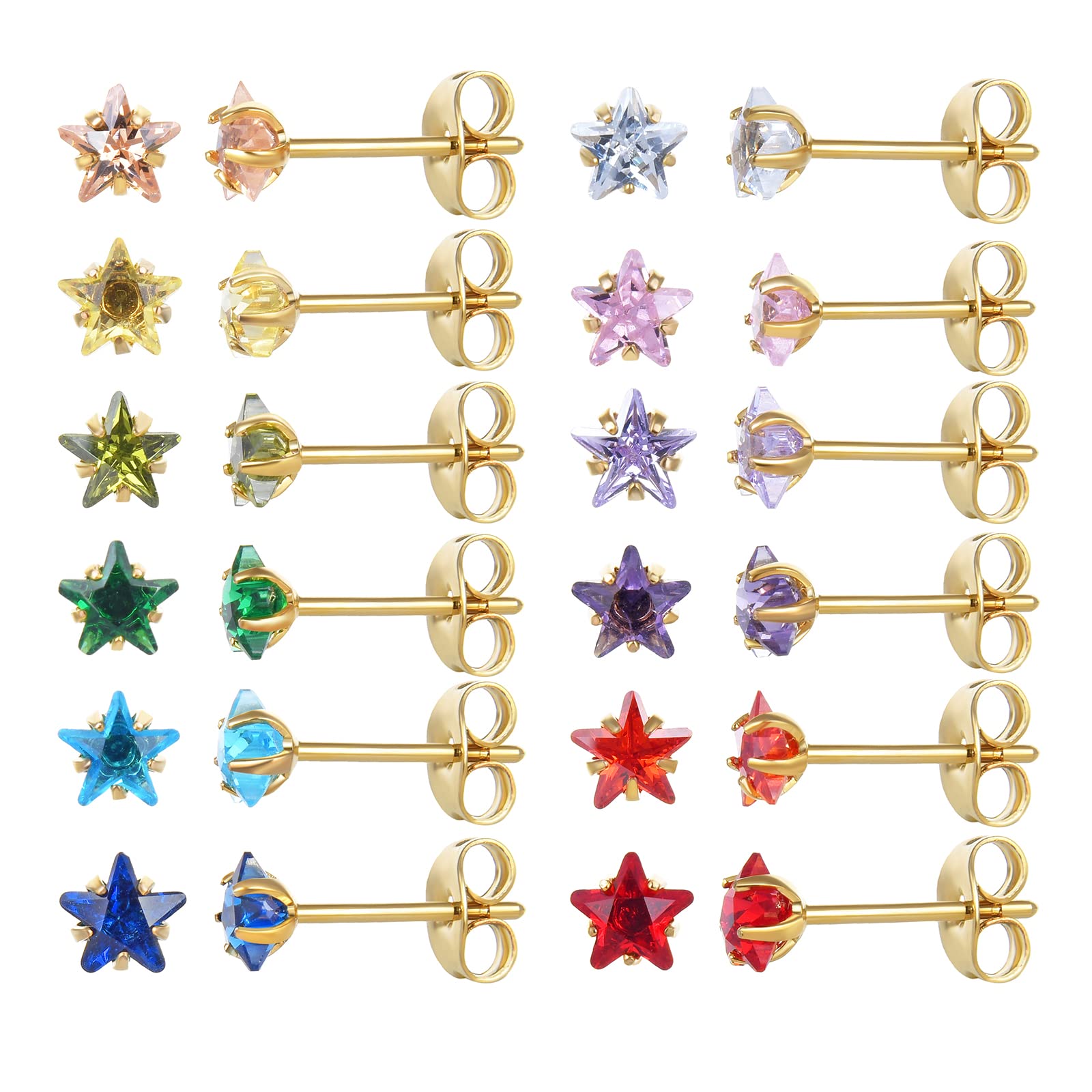 12 Paare flache Rückseite chirurgischen Edelstahl Ohrstecker