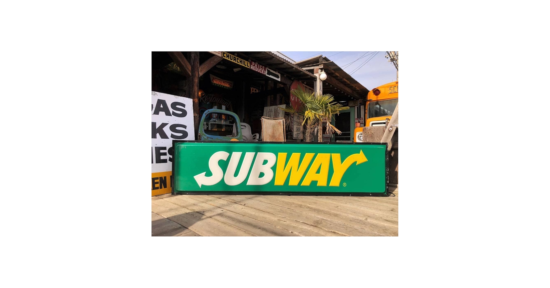 SUBWAY 看板 ロゴサイン サブウェイ ライトアップ 店舗用 ディスプレイ 店舗引き取り限定】Vintage SUBWAY Restaurant Advertising