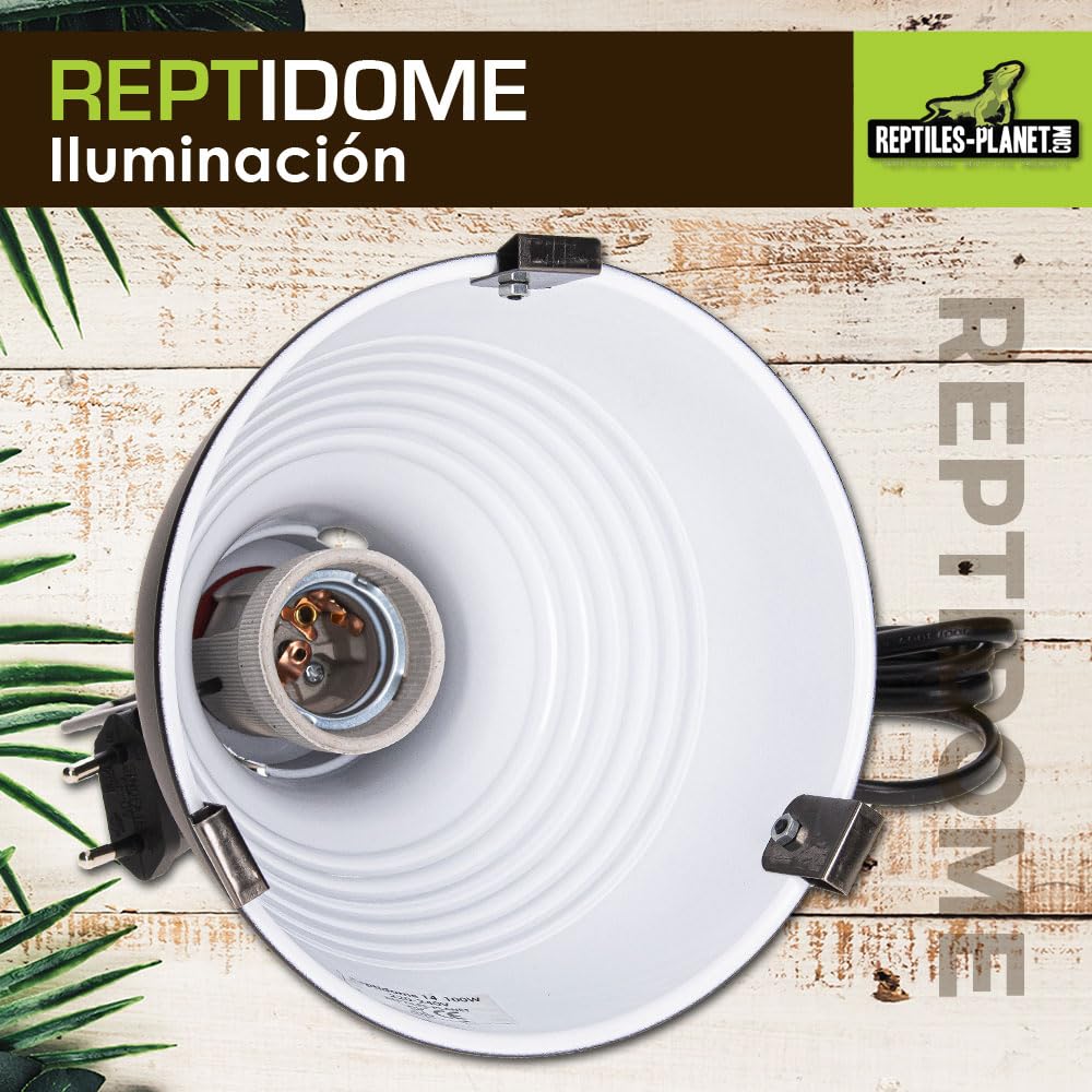 Reptiles Planet - Reptidome 14 - Soporte de Bombilla para Colgar o Colocar en el terrario, diámetro 14 cm, Altura 18,2 cm