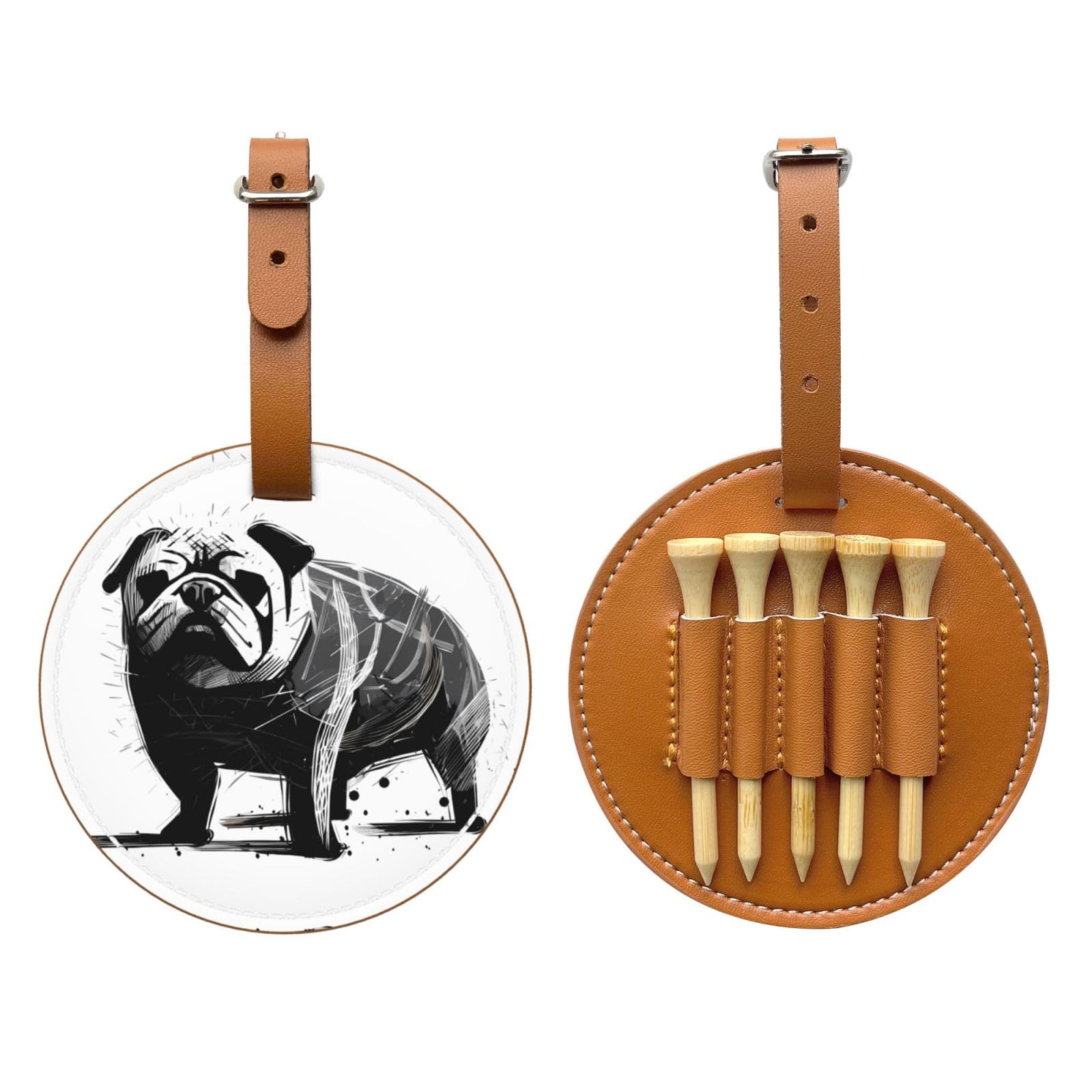 hand-painted dog Brown Printed golf tee storage bag - portable design, easy to organize tee