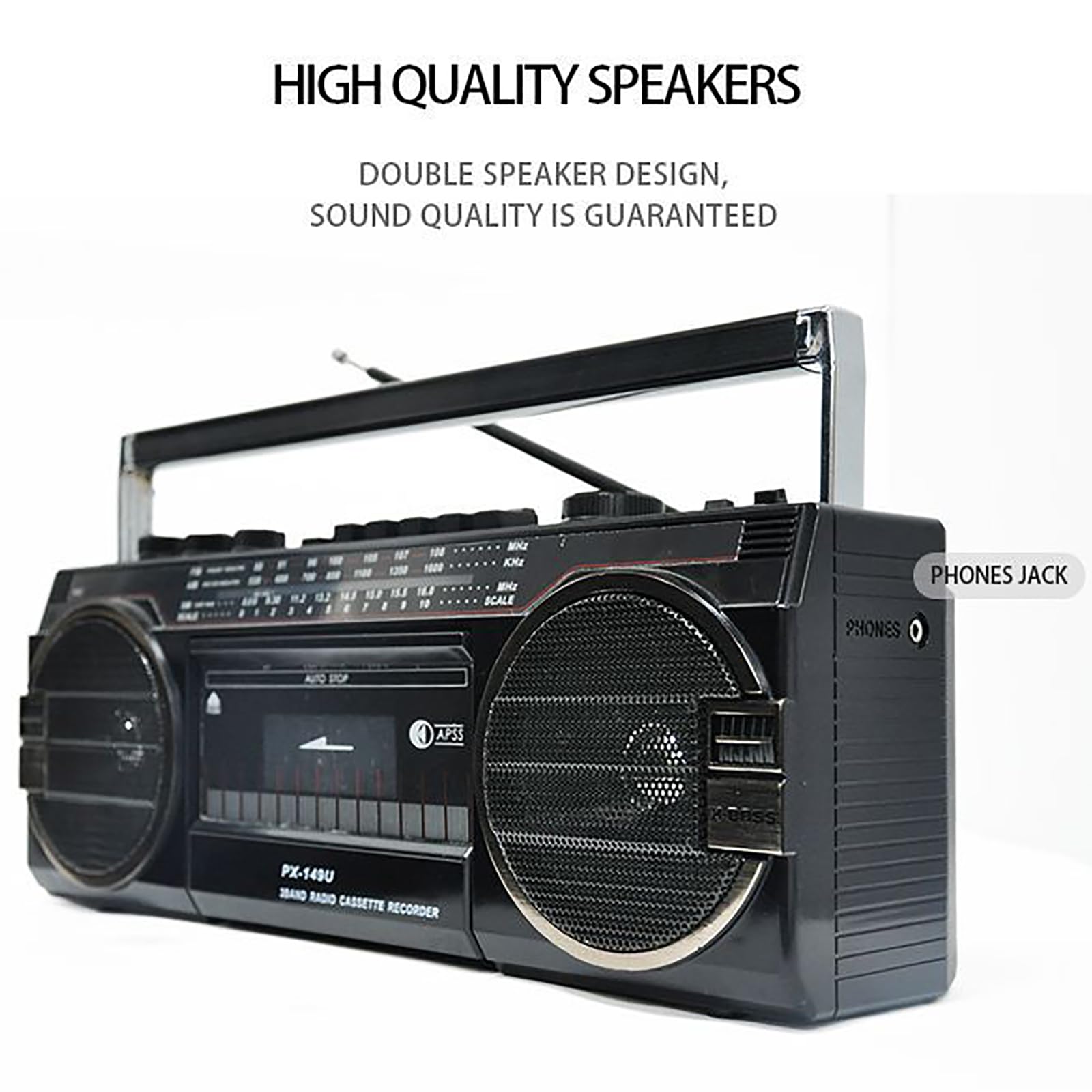 Radio Retro, Reproductor de Casete de Radio Retro, Reproductor de Cinta, Boombox Bluetooth Retro, Radio Am/FM, transmisión por Cable e inalámbrica con Altavoces duales, e