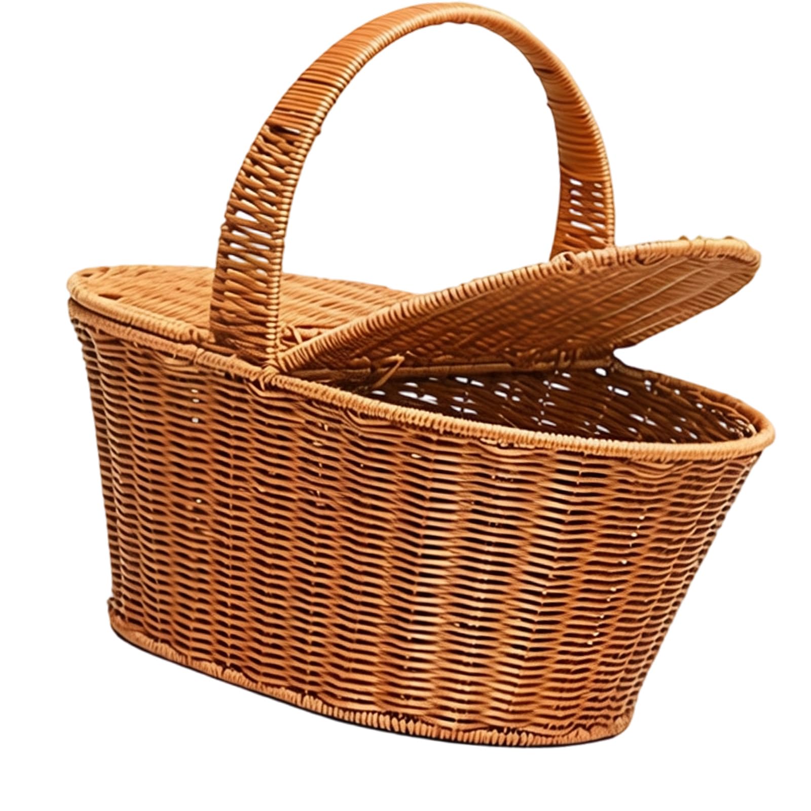 Rattan Picnics Basket with Lid and Handle Large Capacity Storage for Outdoor Camping Travel Large Outdoor Meal Basket