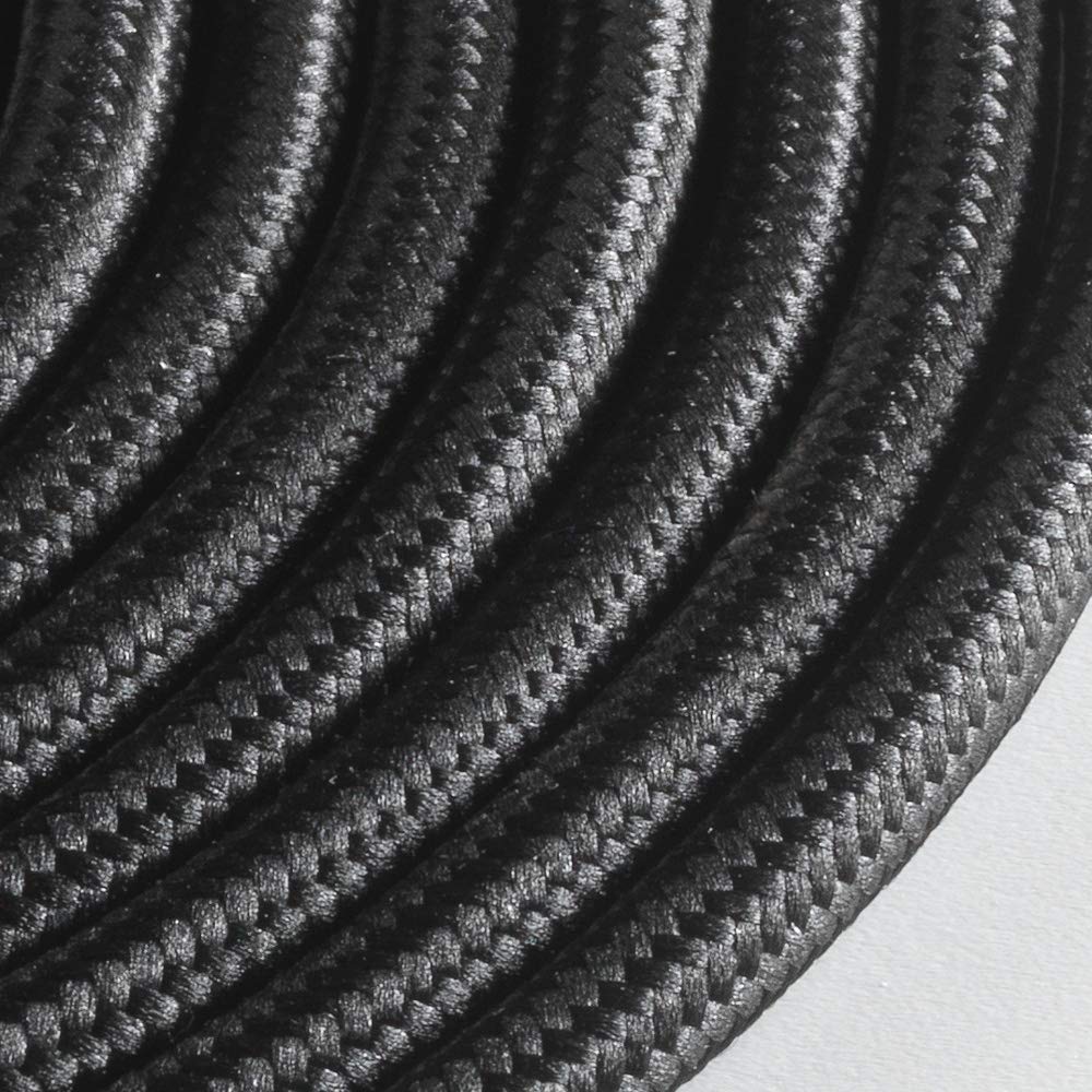 Klartext - Light Round Textile Cable for Lighting 3 x 0.75 mm, Black, 10 m. Attention: Earth Cable Included! Maximum Anti-Shock Safety! - Image 2