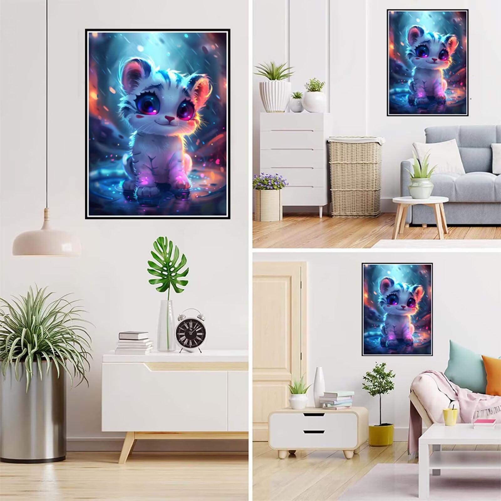 Diamond Painting Tier Malen Nach Zahlen Erwachsene, 5D Diamant Painting Bilder Tiger Diamond-painting Mosaikherstellung Bastelset Kinder ab 6 Jahre, Deko Wohnzimmer, Mädchen Geschenke 70x100cm 6X-707