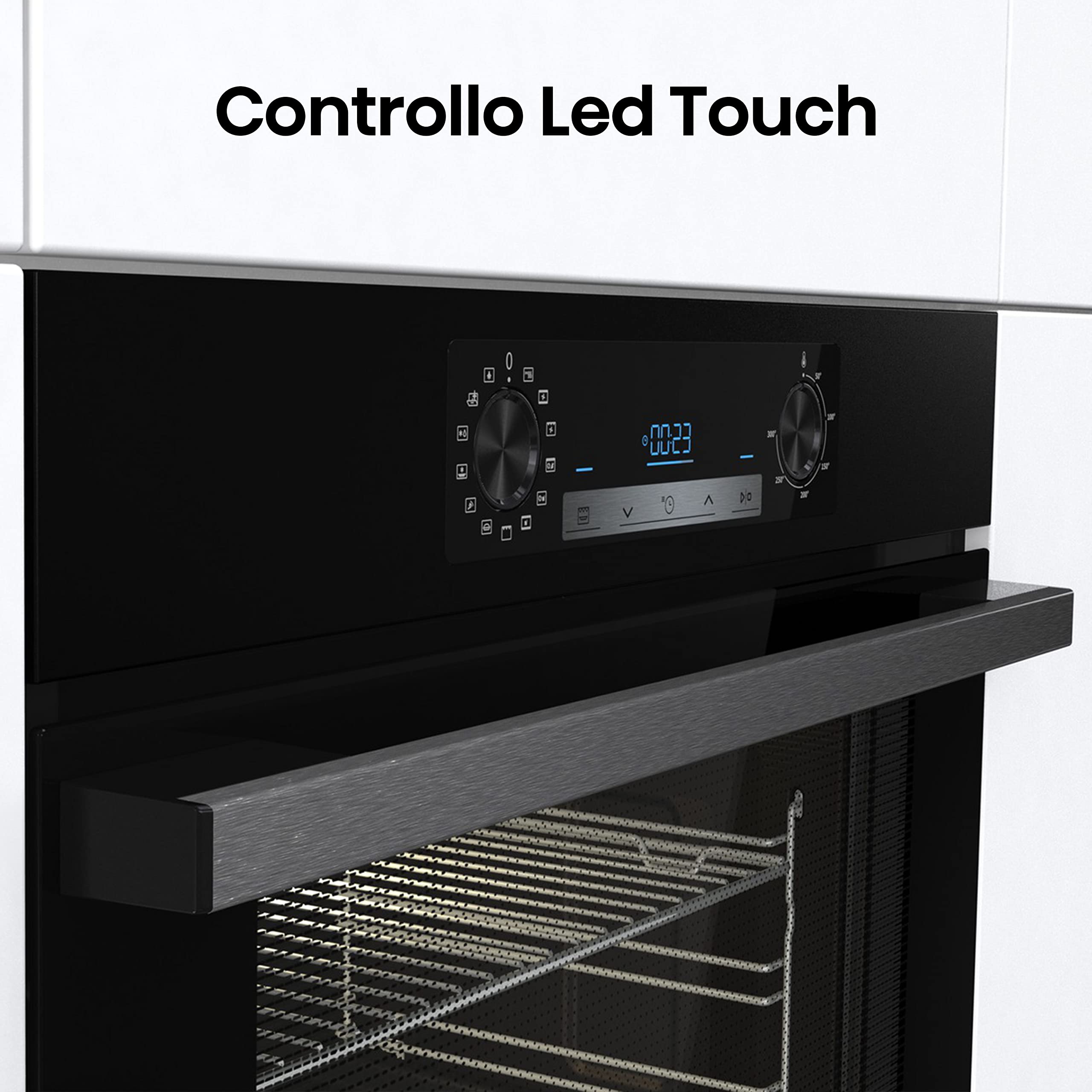 Hisense O65226ABS, Forno Elettrico da Incasso, Multifunzione Termoventilato con Vapore, Capienza XXL 77L, Pulizia AcquaClean, 13 Funzioni di Cottura (Pizza 300°C e AirFry), Nero