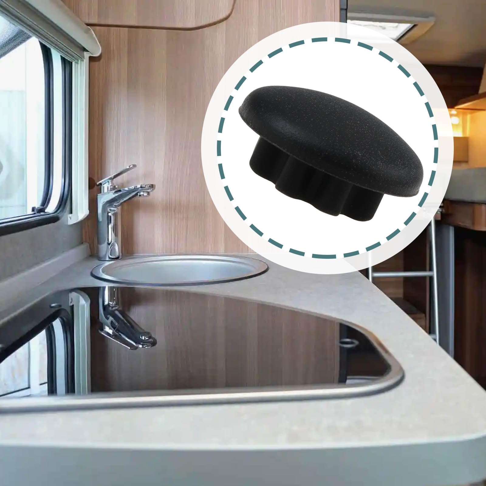 OTOTEC 4 Tapas de Rosca de Goma Compatible con SMEV Compatible con Dometic 44990001271 para Fregadero Vitrocerámica Cocina Lavabo Caravana
