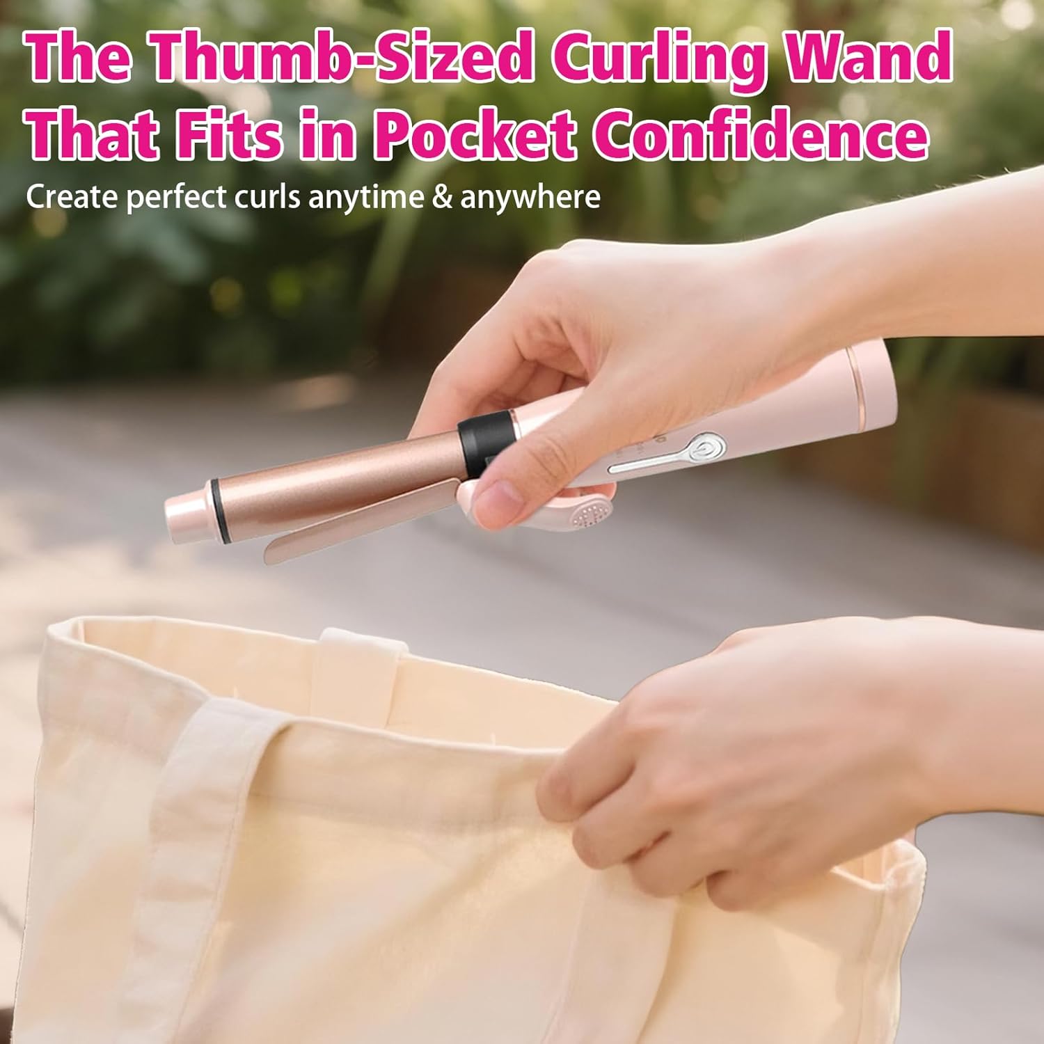 3/4 Inch 19mm Curling Iron, Portable Cordless Mini Curling Iron Ceramic Coating Hair Curler Curling Wand with 2 Temperature Settings for All Hair Types (25Mins Continuous Use Per Charge)