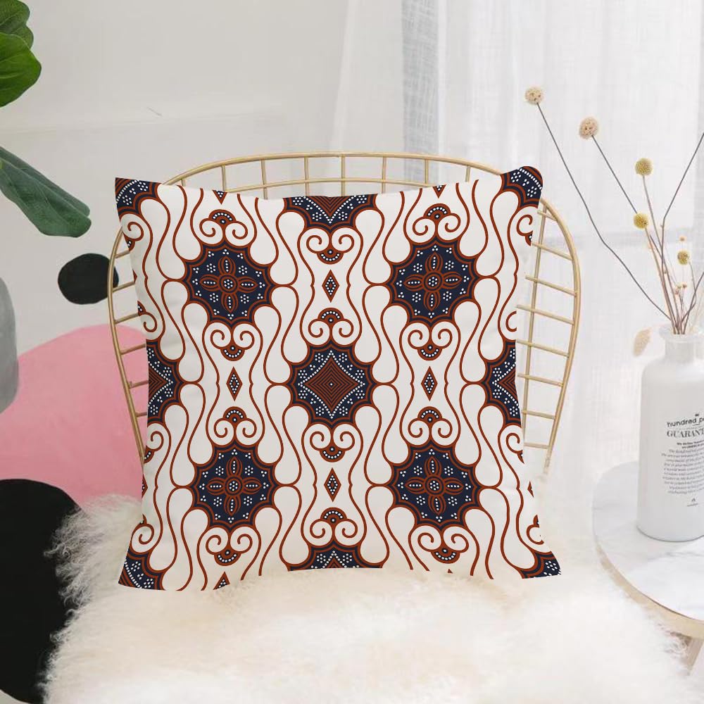Hyosxw Seamless Brown Batik Pattern - A4 Cushion Cover,Throw Pillow Case Home Decorative For Living Room Bedroom Sofa Chair 18X18 Inch,Seamless Brown Batik Pattern,Pillowcase 45X45cm