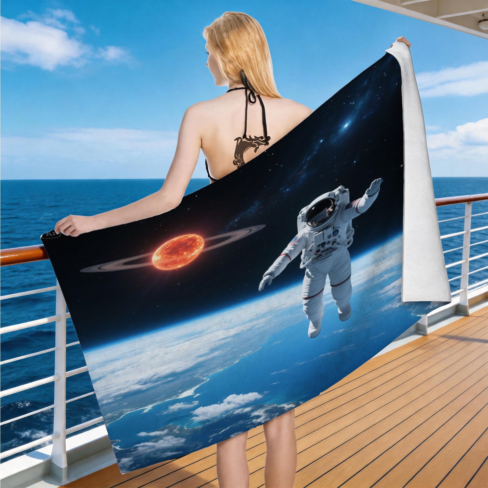 Hongduo Microfiber Quick Dry Beach Towel Glowing Cosmic, 3D The Planet Beach Towels Absorbent Fast Drying Bath Towels, Travel Camping Gym Swimming Bathroom (90x180cm)